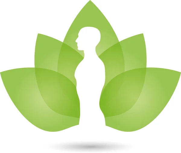 Pessoa Folhas Bem Estar Naturopata Logotipo — Vetor de Stock