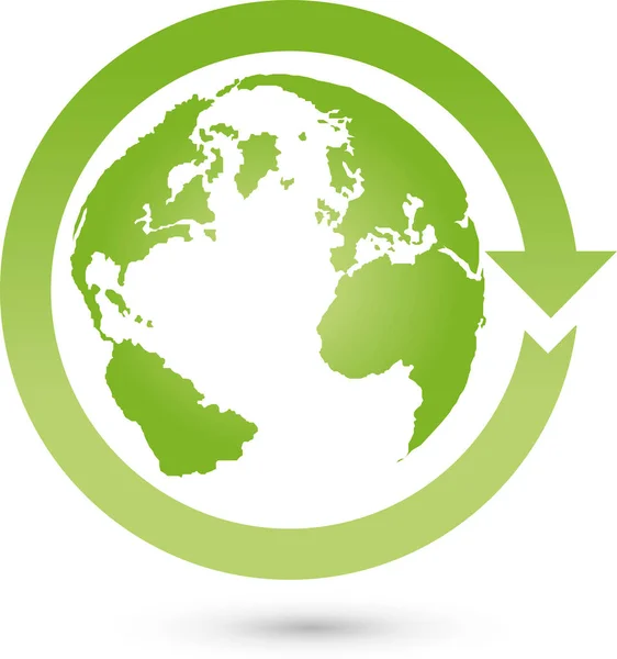 Bumi Globe Globe Dunia Panah Logo - Stok Vektor