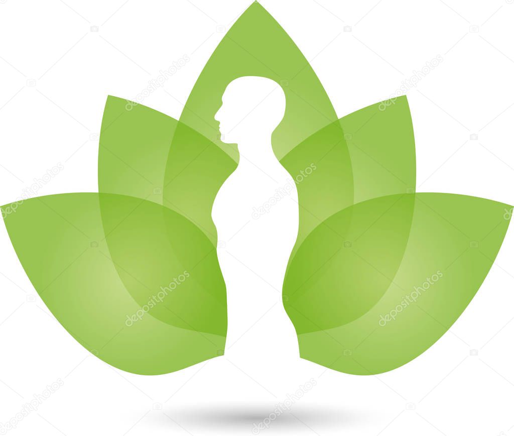 Person and leaves, Wellness, Naturopath, Logo