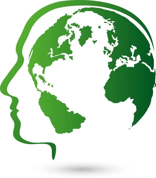 Kopf Und Erde Globus Weltglobus Logo — Stockvektor