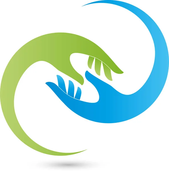 Due Mani Aiutante Allattamento Logo — Vettoriale Stock