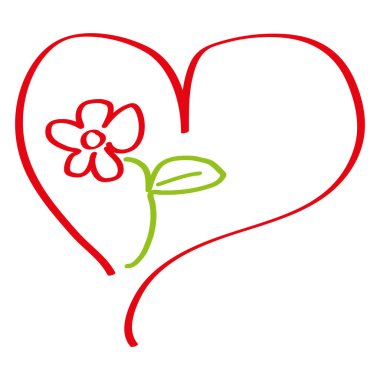 Kalp ve çiçek, aşk logosu