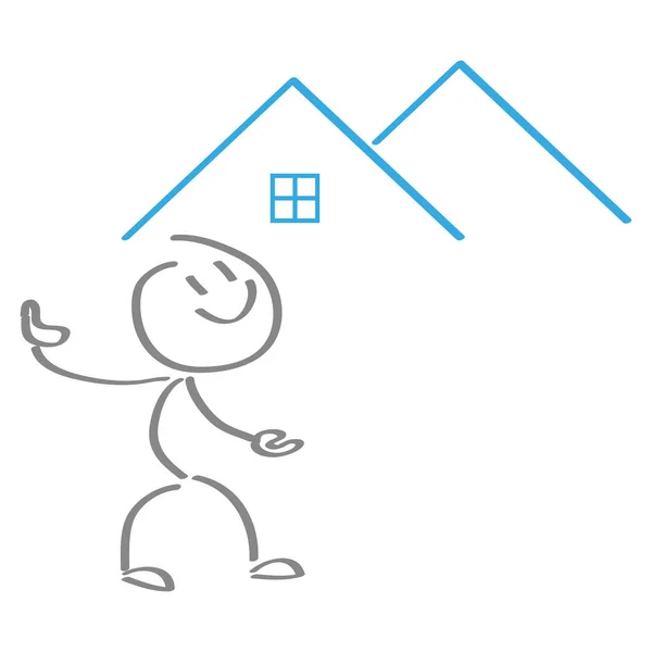 Orang Dan Dua Rumah Logo Real Estate Ikon - Stok Vektor