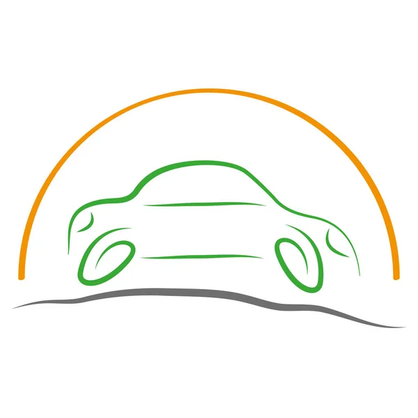 車の抽象と太陽 車のロゴ — ストックベクタ