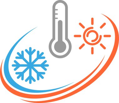 Termometre, kar tanesi, güneş, sıcaklık, logo