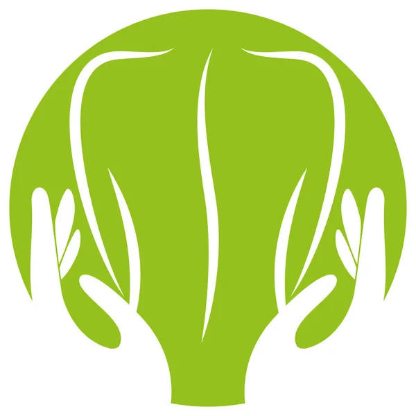 Dos Manos Persona Ortopedia Masaje Quiropráctico Logotipo Icono — Vector de stock