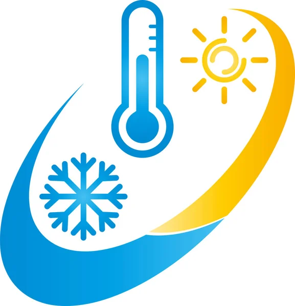 Thermometer Snowflake Sun Temperature Logo — Stock Vector