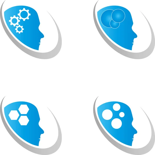 Head Collection Brain Psychology Logo Icon — 스톡 벡터