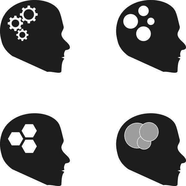 Head Collection Brain Psychology Logo Icon — 스톡 벡터