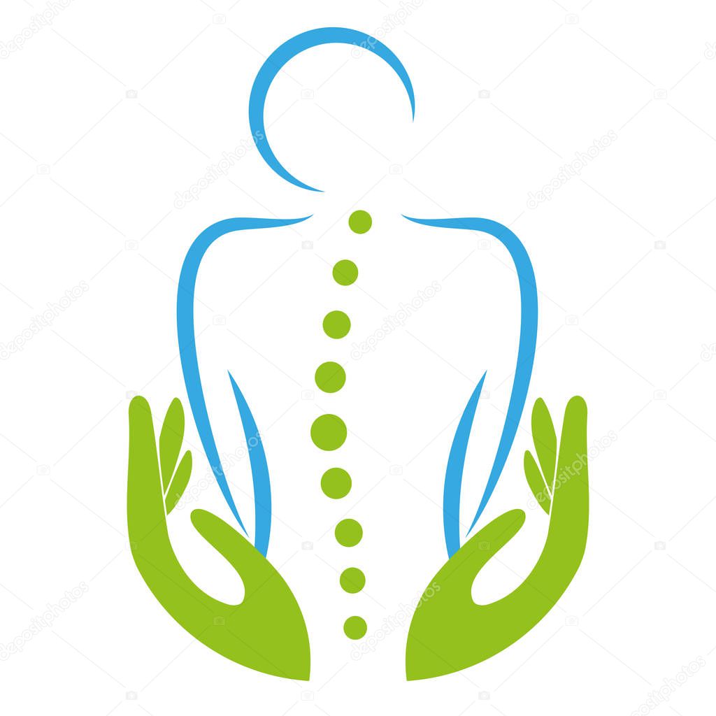 Two hands, person, orthopedics, massage, chiropractor, logo, icon