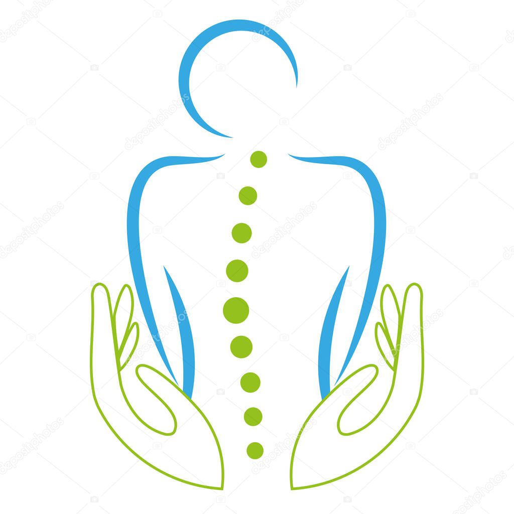 Two hands, person, orthopedics, massage, chiropractor, logo, icon