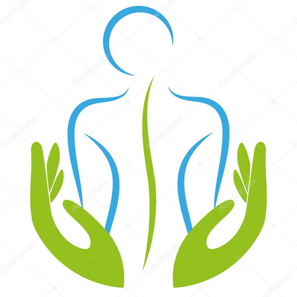Two hands, person, orthopedics, massage, chiropractor, logo, icon