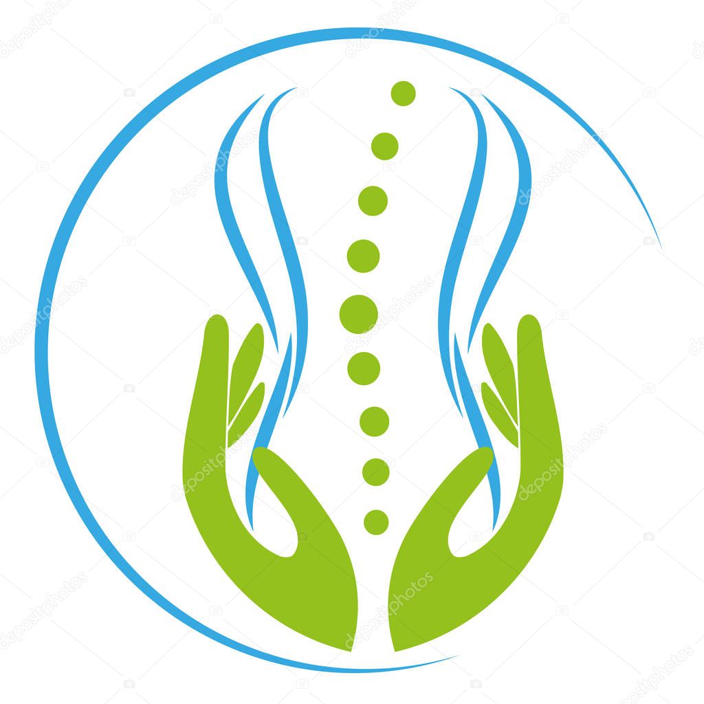 Two hands, person, orthopedics, massage, chiropractor, logo, icon