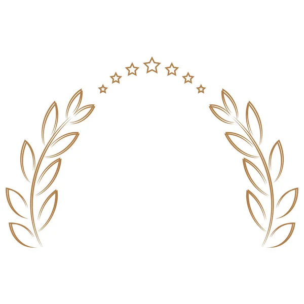 Stemma Foglie Stelle Oro Logo Sfondo — Vettoriale Stock
