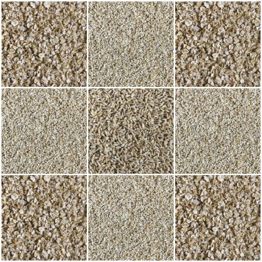 Kepekli tahıl, kesme buğday ve yulaf pul oluşan kolaj