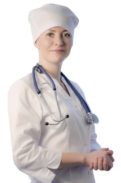 Portret lekarza kobieta na białym tle — Zdjęcie stockowe