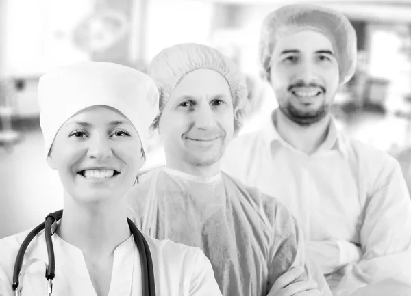 Retrato grupal de médicos de pie en el hospital — Foto de Stock