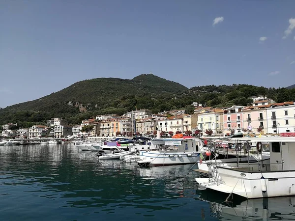 Scario Salerno Kampanien Italien Juli 2017 Der Yachthafen Der Abfahrenden — Stockfoto