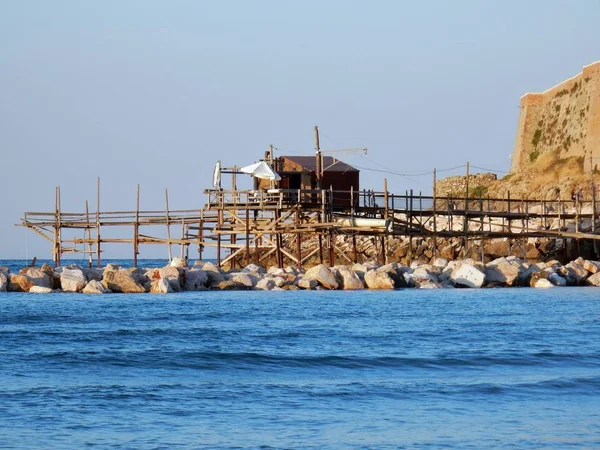 Termoli Molise Italia Julio 2017 Transom Visto Desde Playa Atardecer —  Fotos de Stock