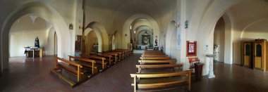 Maratea, Potenza, Basilicata, İtalya - 4 Haziran 2017: Panoramik fotoğraf iç San Biagio Kilisesi