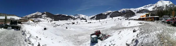 Campitello Matese Foto Panorâmica Bairro Visto Estacionamento Frente Centro Habitado — Fotografia de Stock