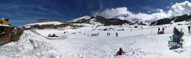 Campitello Matese - 8 March 2018: Panoramic picture of the area seen from the access to the ski slopes clipart