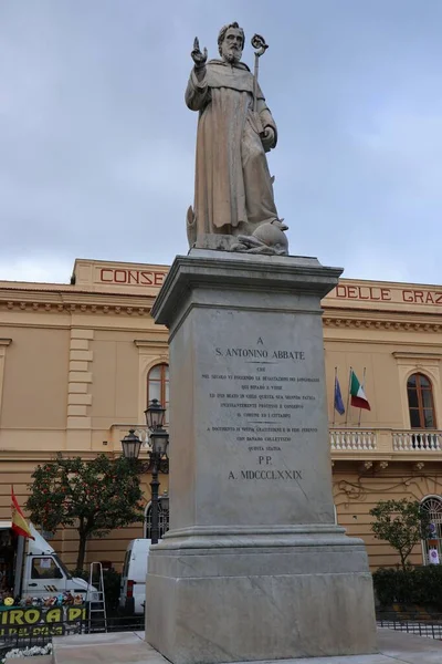 Sorrento Kampania Włochy Lutego 2020 Posąg Antoniego Abbata Patrona Sorrento — Zdjęcie stockowe