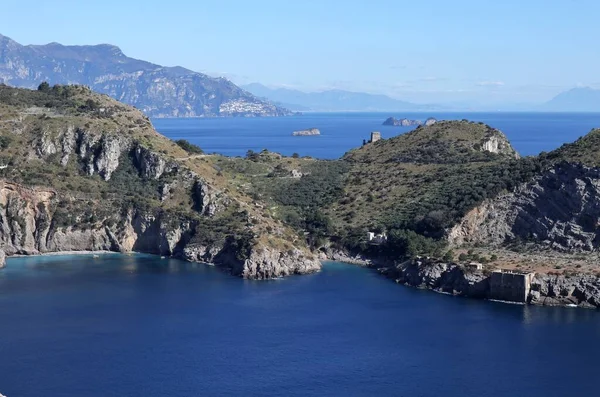 Massa Lubrense Campania Itália Fevereiro 2020 Baía Ieranto Monte Costanzo — Fotografia de Stock