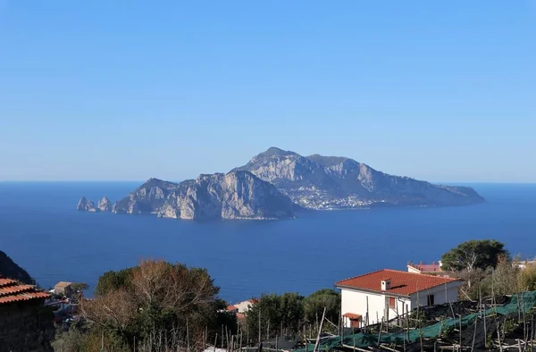 Massa Lubrense Campania Italia Febrero 2020 Isla Capri Desde Punta — Foto de Stock