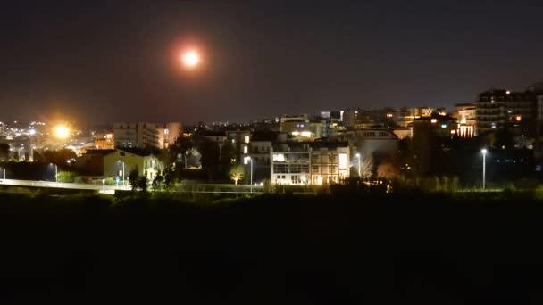 Benevento Kampania Włochy Kwiecień 2020 Film Mieście Pełnym Księżyca Wschodzącym — Wideo stockowe
