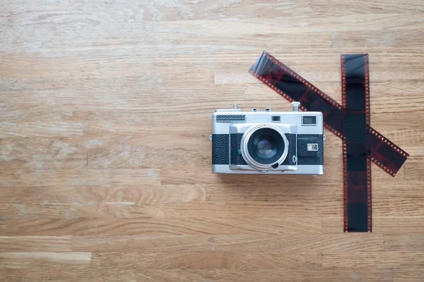 35mm film Aralık Bulucu kamera ahşap açayım, kopya alanı ile üstten görüntüleme