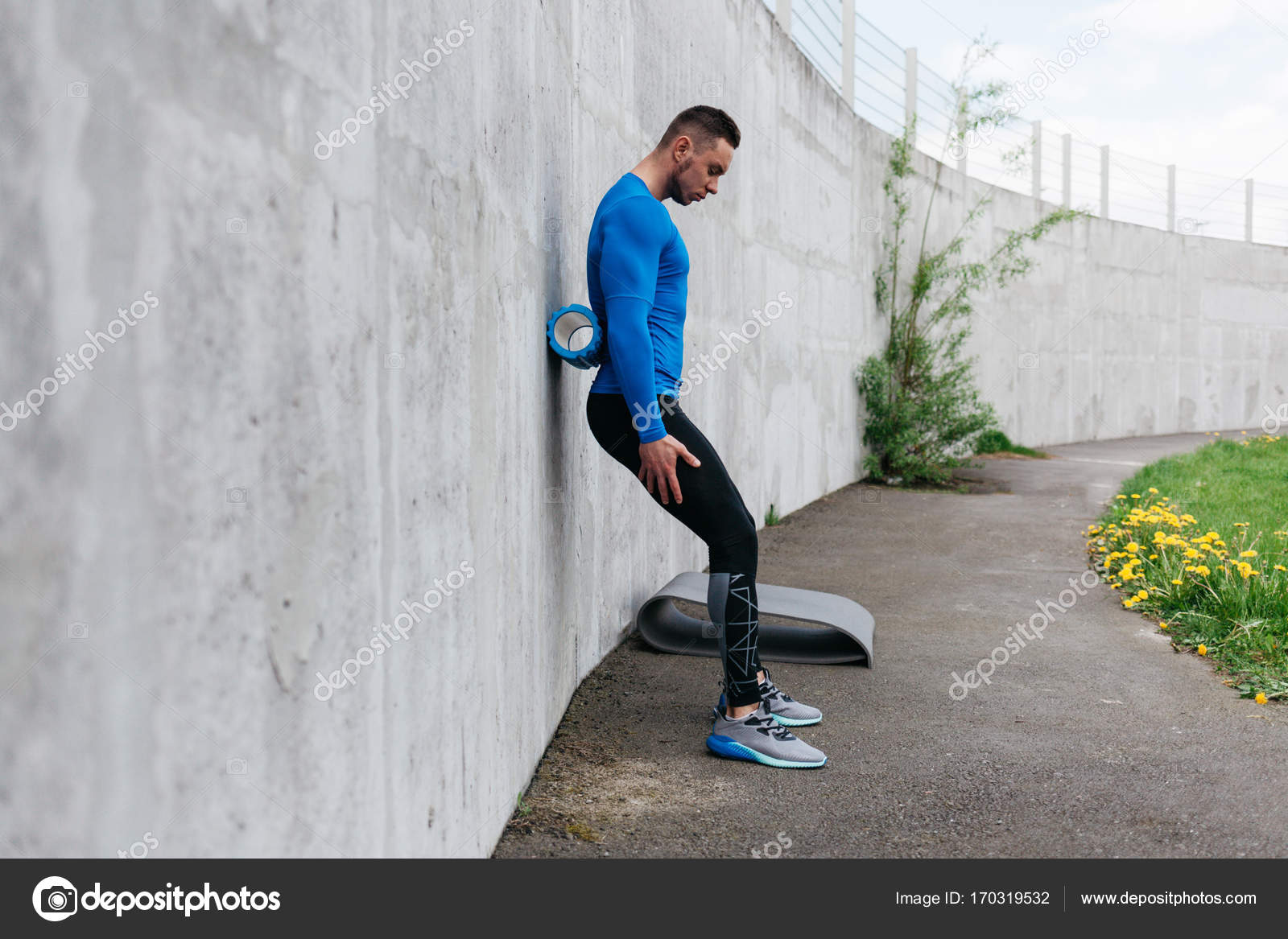 Foam roller against wall sale