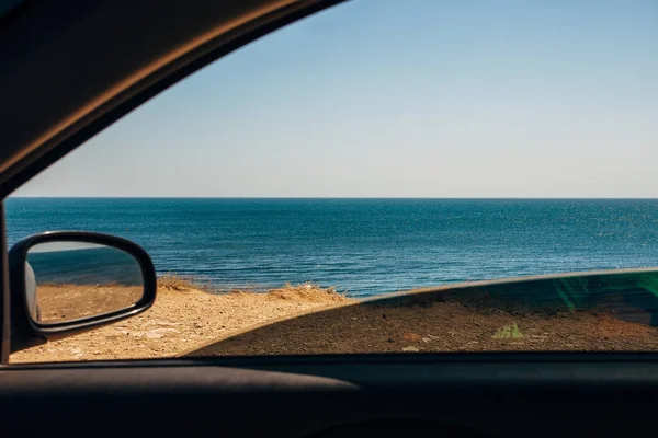 Vista Janela Carro Mar Negro Viagem Carro Pelo Mar Crimeia — Fotografia de Stock