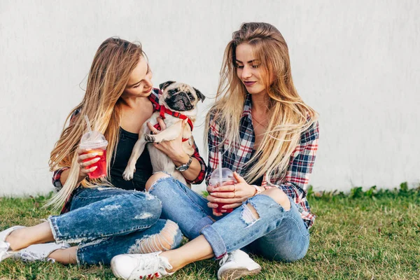 Twin sisters in park — Stock Photo, Image