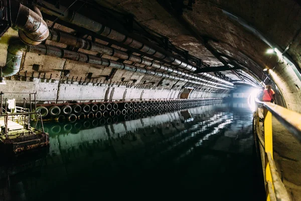 Underground pier inside the mountain for ussr atomic submarine — Stock Photo, Image