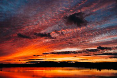 Sunset landscape upon the river