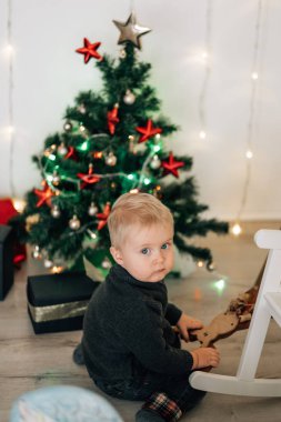 Küçük Bir Çocuğun Portresi, Noel temalı odada oynayan çocuk.