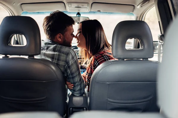 Happy Traveling Couple Together Enjoying Road Trip, Vacation Concept, Holidays Outside the City, Two Cheerful People