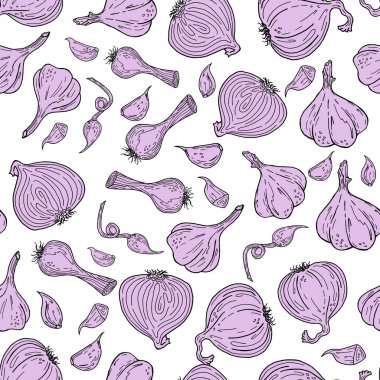 Elle çizilmiş kroki tarzı sarımsak desen