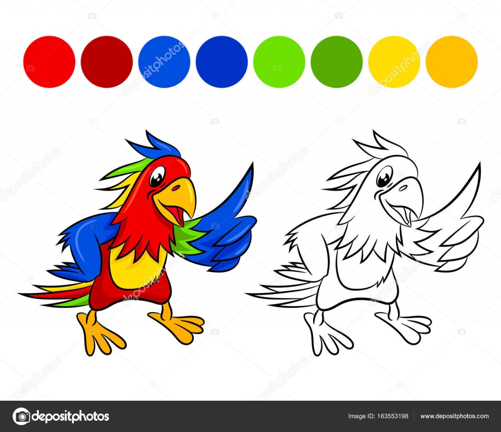 Pappagallo Disegno di libro da colorare per bambini e ragazzi Illustrazione vettoriale isolato su sfondo bianco — Vettoriali di ismagilovilnaz999