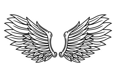 Eski moda kanat melekleri ve kuşlar dövme tarzında vektör çizimlerini izole ettiler. Tasarım ögesi.