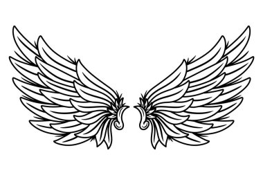 Eski moda kanat melekleri ve kuşlar dövme tarzında vektör çizimlerini izole ettiler. Tasarım ögesi.