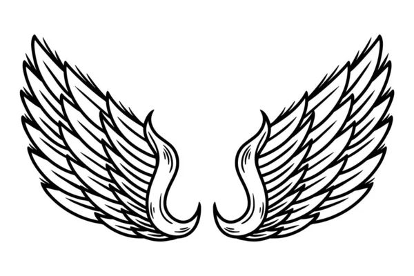 Vintage retro skrzydła anioły i ptaki izolowane wektor ilustracji w stylu tatuażu. Element projektu. — Wektor stockowy
