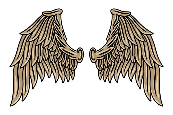 色彩斑斓的复古翅膀天使和鸟类隔离的病媒插图纹身风格。 设计要素. — 图库矢量图片
