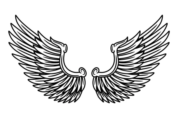 Vintage retro szárnyú angyalok és madarak izolált vektor illusztráció tetoválás stílusban. Tervezési elem. — Stock Vector