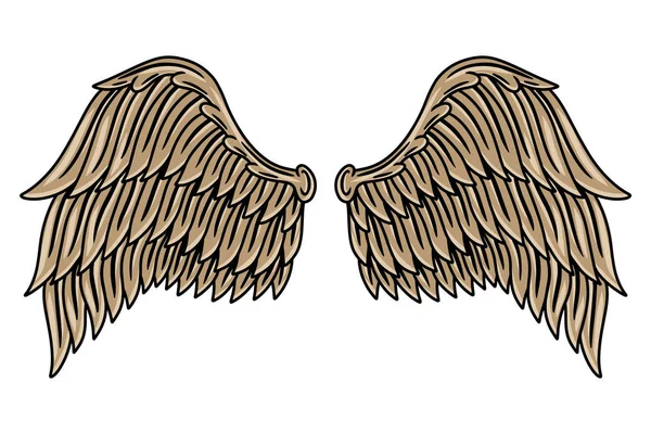 Renkli antika kanatlara sahip melekler ve kuşlar dövme tarzında izole edilmiş vektör çizimleri. Tasarım ögesi. — Stok Vektör