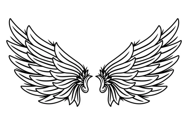 Vintage ailes rétro anges et oiseaux illustration vectorielle isolée dans le style tatouage. Élément de conception . — Image vectorielle