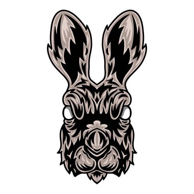 Klasik tavşan suratı. Beyaz arkaplanda izole edilmiş klasik başlık biçimi.