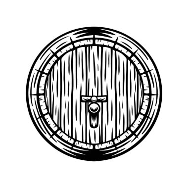 Eski tip ahşap bira ve şarap fıçısı beyaz arka planda izole edilmiş vektör çizimi.