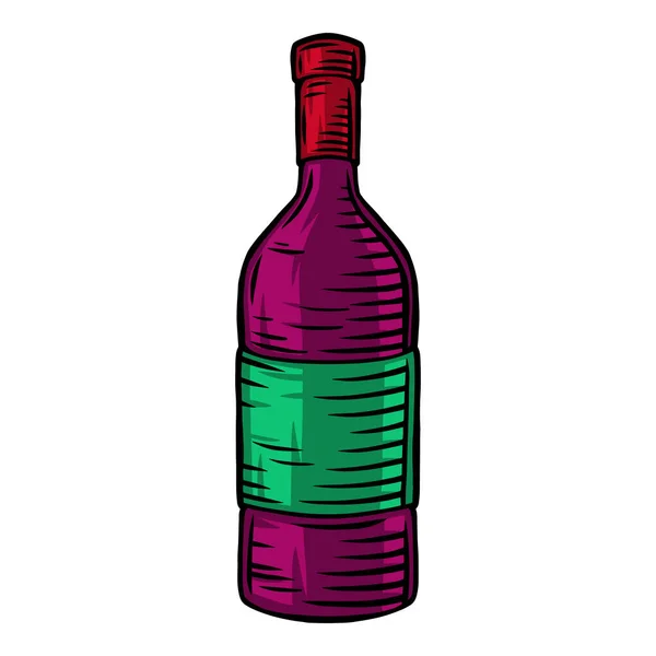 Vintage bouteille de vin rétro isolé vecteur illustration sur un fond blanc . — Image vectorielle